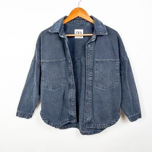 Zara faded black denim shacket shirt jacket size small